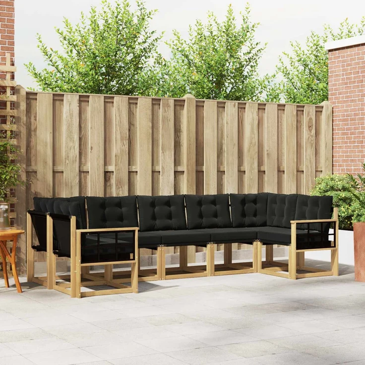 vidaXL Outdoor-Sofagarnitur 7 stk. 7-Sitzer Weiß und Schwarz 3389842 – Bild 1