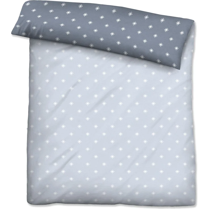 biberna Mako-Satin Bettbezug Mix & Match 0636046 STERNE 1x 200x200 cm, taupe, blau, 1x 155x200 cm