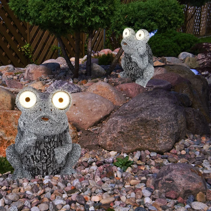 2er Set LED Solarleuchte, Frosch, grau, Höhe 21 cm – Bild 3