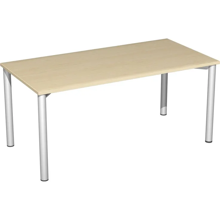 Konferenztisch Rundfuß, 160x80cm, Ahorn Silber