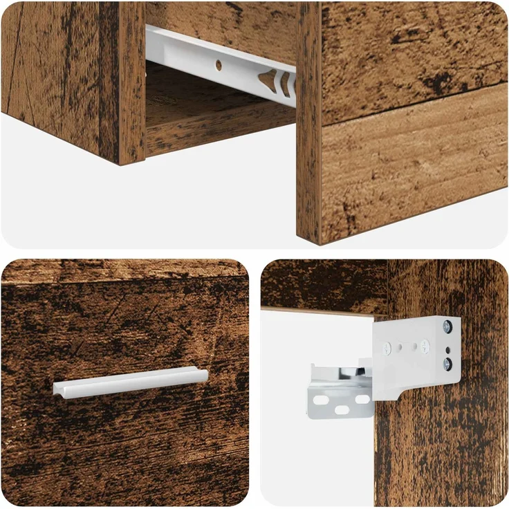 vidaXL Wandmontierter Waschbeckenunterschrank Altholz 890308 – Bild 6