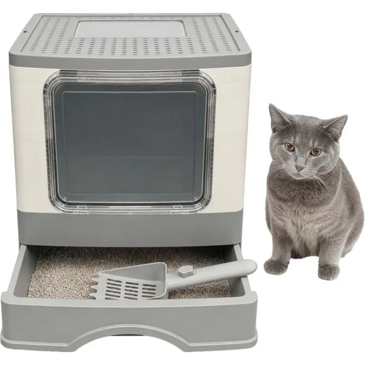 Relaxdays Geschlossenes Katzenklo mit Schublade