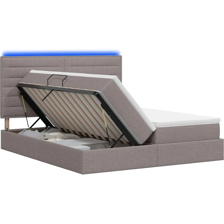 vidaXL LED-Speicherbett mit Matratze Taupe 180 x 200 cm Stoff 3460221 – Bild 2