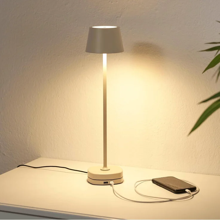 Northpoint Tischleuchte LED Akku Tischlampe mit Ladestation max. 45cm hoch warmweiße dimmbar