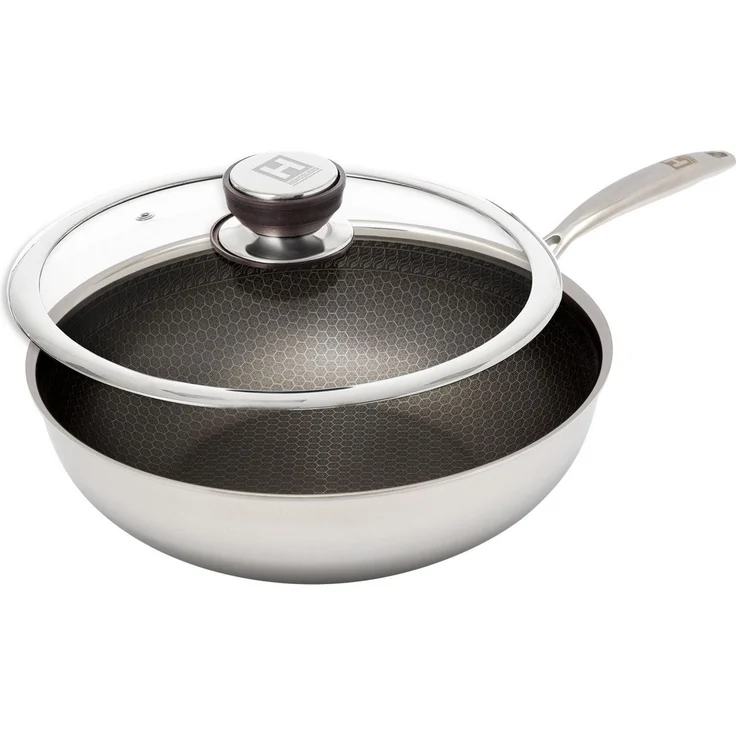 HENSSLERS Wok HENSSLERS Edelstahl Wok inkl. Glasdeckel, Ø 28 cm, Edelstahl (2-tlg), Wokpfanne für die asiatische Küche – Bild 1