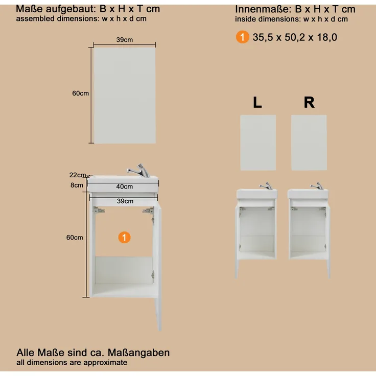 Badmöbel Set 3-teilig Champ weiß 40 cm