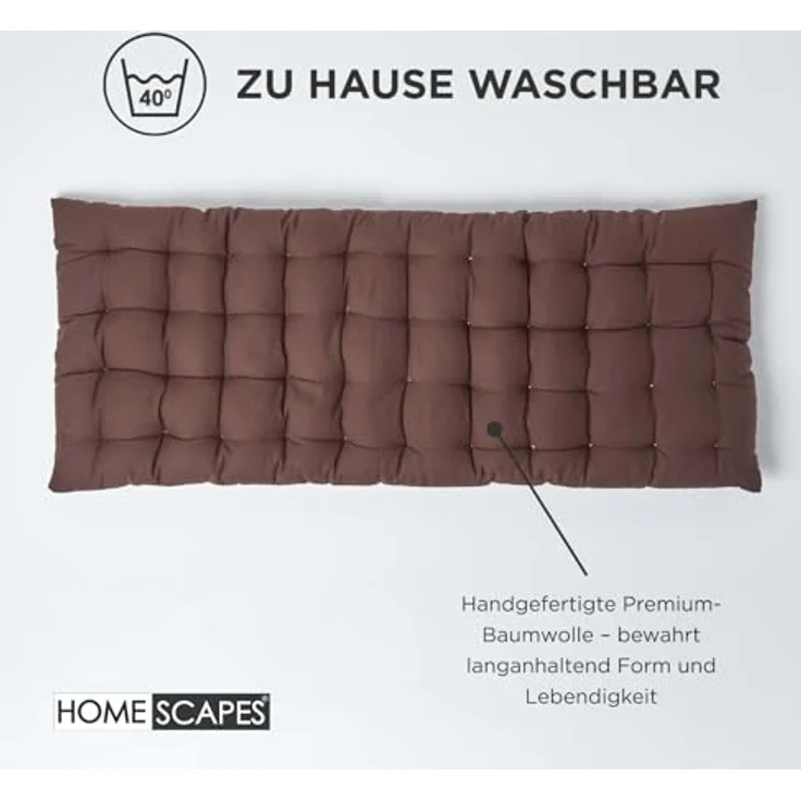 Homescapes Stuhlkissen 2er Bankauflage braun 100% Baumwolle – Bild 8