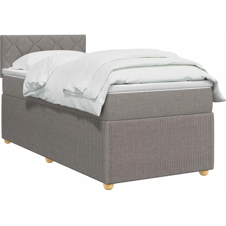 vidaXL Boxspringbett mit Matratze mit Kopfteil Taupe 80 x 200 cm Stoff 3451346 – Bild 3