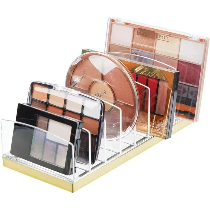 mDesign Kosmetik Organizer Aufbewahrung 9 Fächer Make-up Transparent/Messing – Bild 7