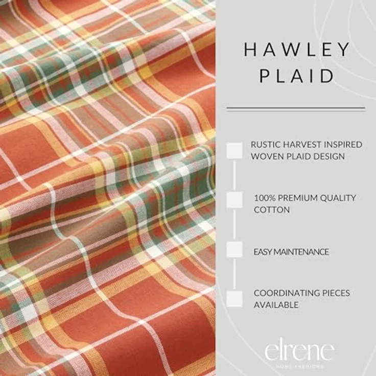 Elrene Home Fashions Hawley Plaid Tischdecke für Herbst/Ernte/Erntedankfest, Baumwolle, rund, 178x177,8 cm – Bild 3
