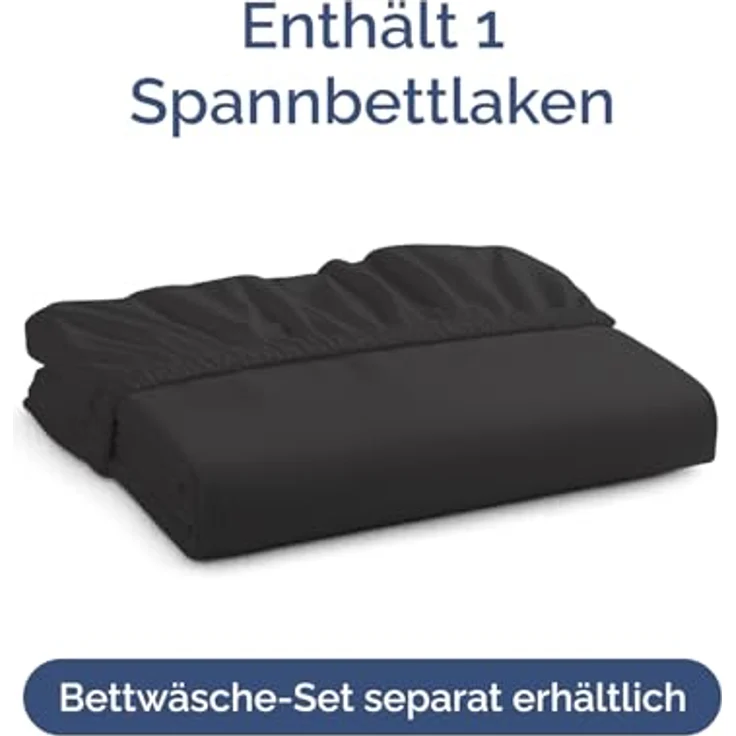 Spannbettlaken 160x200 cm - Für Matratzen bis 30 cm Höhe (12") - Weiche, gebürstete Mikrofaser - Knitterfrei, Schrumpf- und Farbbeständig - Oeko-TEX Zertifiziert - Schwarz - Premium Bettlaken – Bild 5