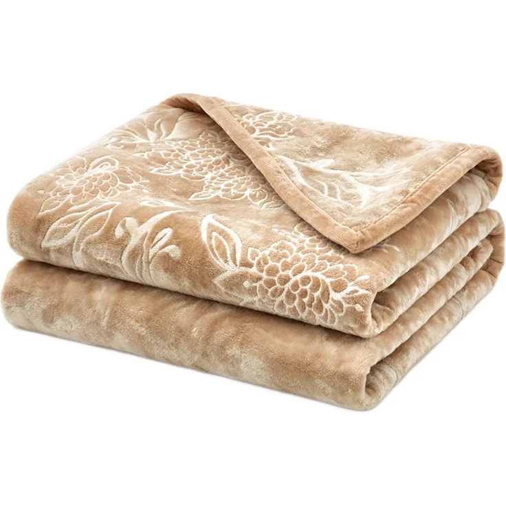 Kuscheldecke 220x240 cm - XXL Decke mit Muster, Beige – Bild 1