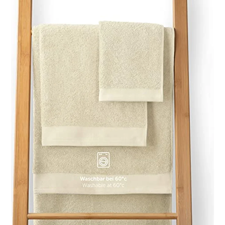 Blumtal Saunatuch, Rechteckig 80x200 cm, Beige, Frottier, 100% Baumwolle, schadstoffgeprüft, 2er Set – Bild 6