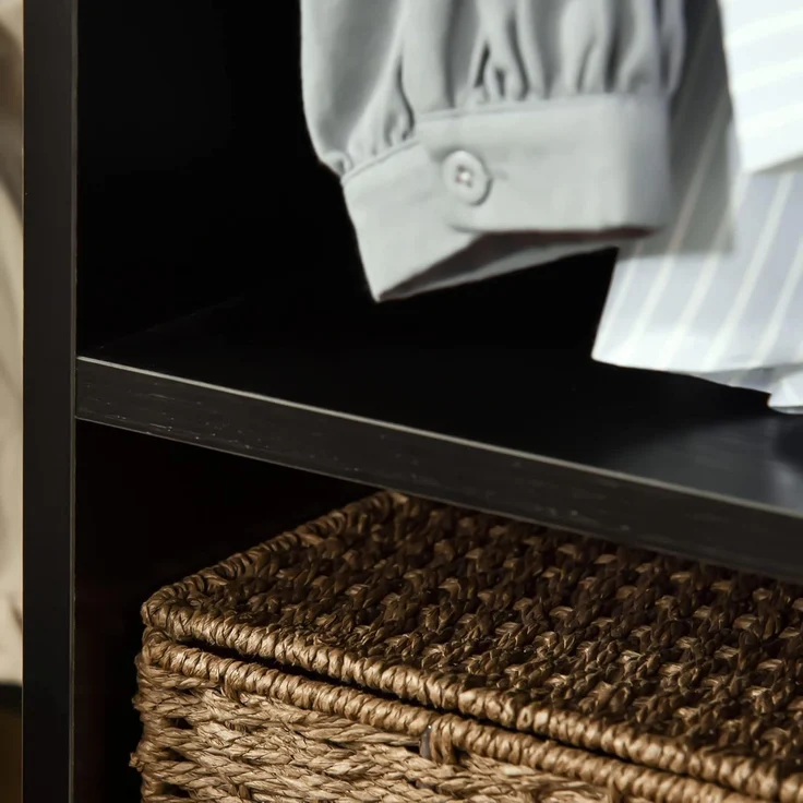 HOMCOM Kleiderschrank, 2 Fächer, 4 Lenkrollen, Maße: 60 x 40 x 128 cm, Schwarz – Bild 8