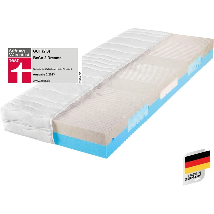 7-Zonen Matratze 2 Dreams Gelschaum, 2 Härtegrade, Made in Germany 90x200 H3 – Bild 2