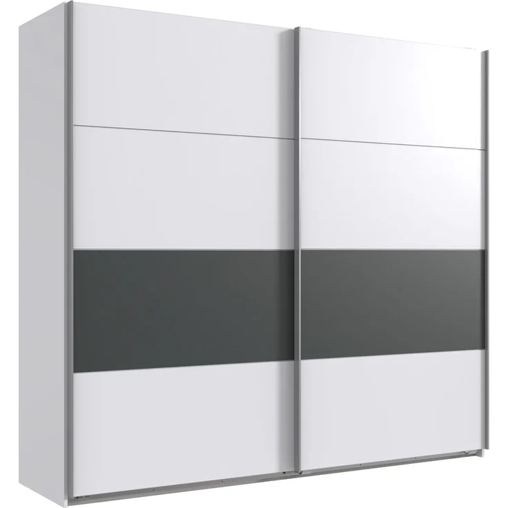 Komplettschlafzimmer >ANGIE< in WEISS + GRAPHIT - 519x208x210cm (BxHxT) – Bild 4