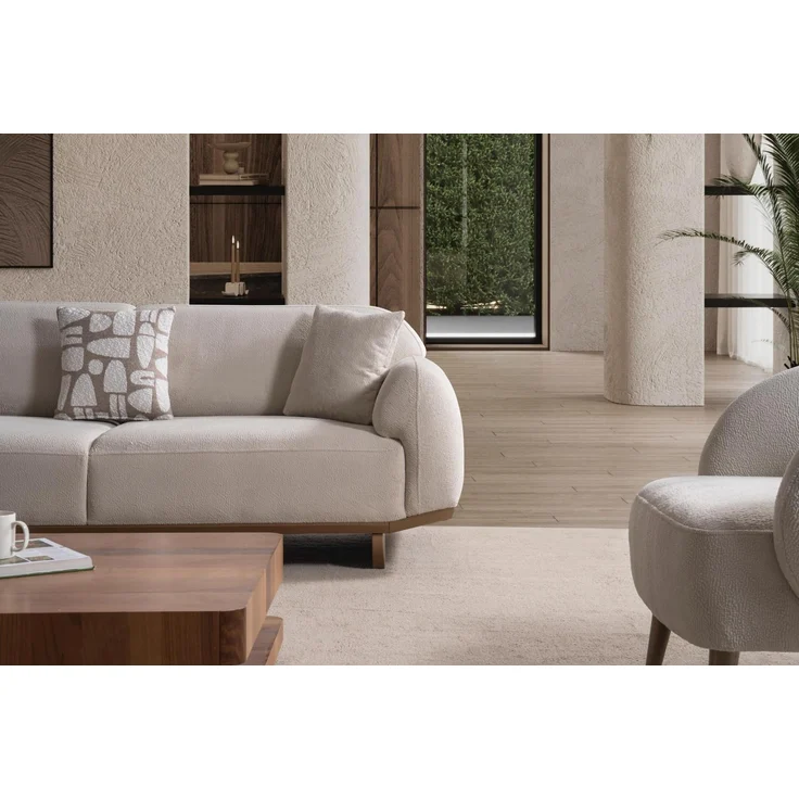 Sitzgruppe/Sofa Set - Wohnzimmergarnitur "Vegas" 3+3+1-Hellgrau – Bild 6