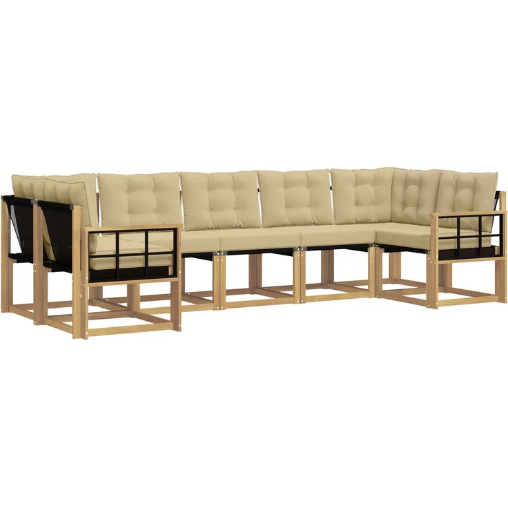 vidaXL Outdoor-Sofagarnitur 7 stk. 7-Sitzer Weiß und Beige 3389843 – Bild 2