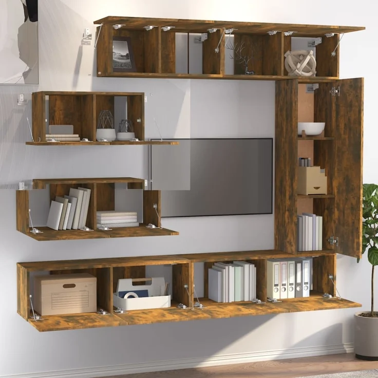 vidaXL 7-tlg. TV-Schrank-Set Räuchereiche Holzwerkstoff 3114563 – Bild 2