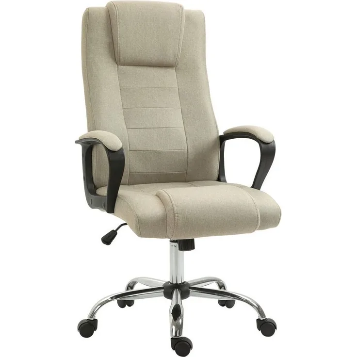 Vinsetto Bürostuhl Ergonomisch Schreibtischstuhl mit Kopfstütze, Höhenverstellbar (Computerstuhl, 1 St), Drehstuhl für Home-Office, Beige