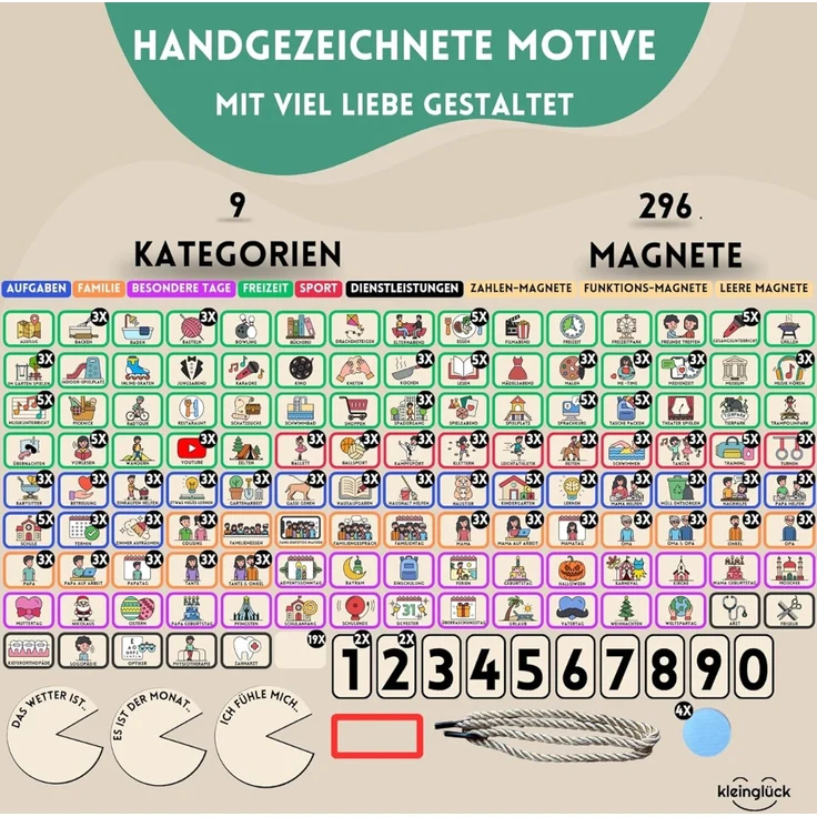 Kleinglück Wochenplaner Kinder Magnettafel Lernplaner für Kinder mit Magneten – Bild 5