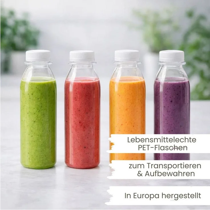 mikken Trinkflasche PET Getränkeflasche 250 ml Plastikflasche mit Deckel, perfekt für Smoothies, große Öffnung – Bild 2