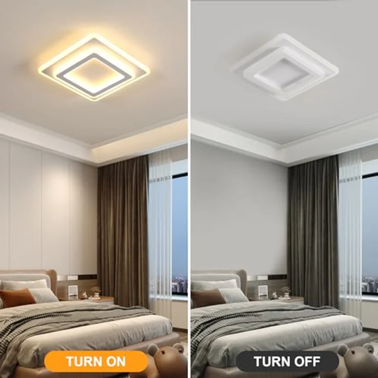 Goeco LED Deckenleuchte Innen, 44W Quadratisch Deckenlampe Moderne, 3000K Warmweiß Licht LED Deckenbeleuchtung Acryl für Flur, Küche, Schlafzimmer, Wohnzimmer, Weiß – Bild 5