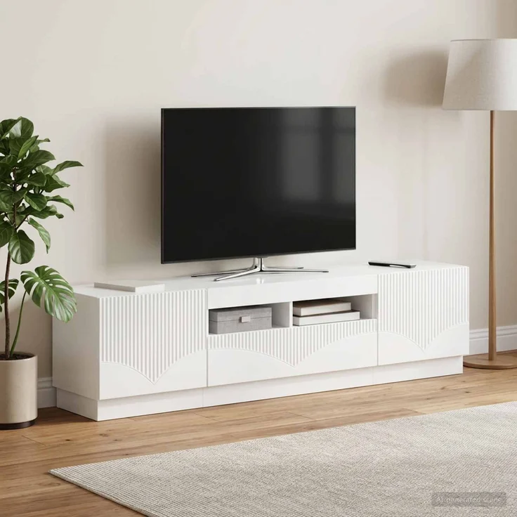 vidaXL LED-TV-Schrank HOORN 3 stk. Hochglanz Weiß Holzwerkstoff 3416844 – Bild 3