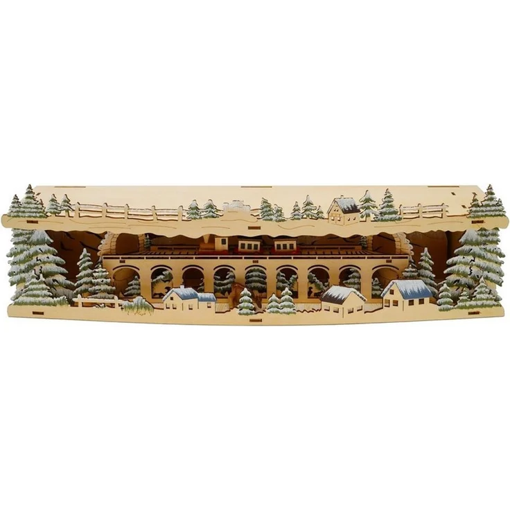HTI-Living Schwibbogen-Fensterbank Schwibbogenbank beleuchtet mit Eisenbahn (1-tlg), Erhöhung Lichterbogen Weihnachtsdeko batteriebetrieben – Bild 1
