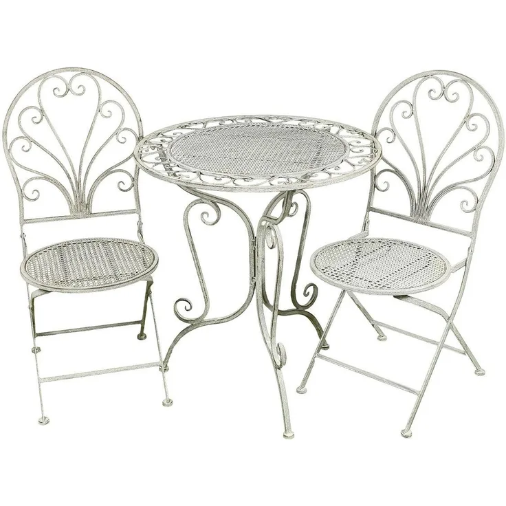 Ambiente Haus Balkonset Gartenmöbelset, (Set, 3-tlg, Sitzgruppe), Sitzgruppe Garten Metall Nostalgisch