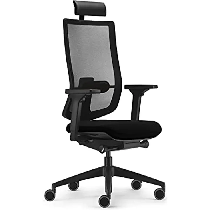 Sedus se:do Pro Light, Drehstuhl, Netzmembran Schwarz, Schiebesitz, Armlehnen und Rückenlehne verstellbar, mit Nackenstütze, Lordosenstütze verstellbar, Höhenverstellbar 40-52cm, bis 130kg Belastbar