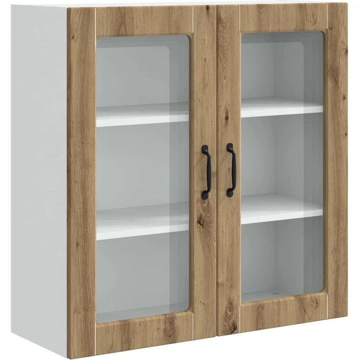 vidaXL Wandglas-Schrank PORTO Artisan-Eiche 80 x 31 x 80 cm 885424 – Bild 2