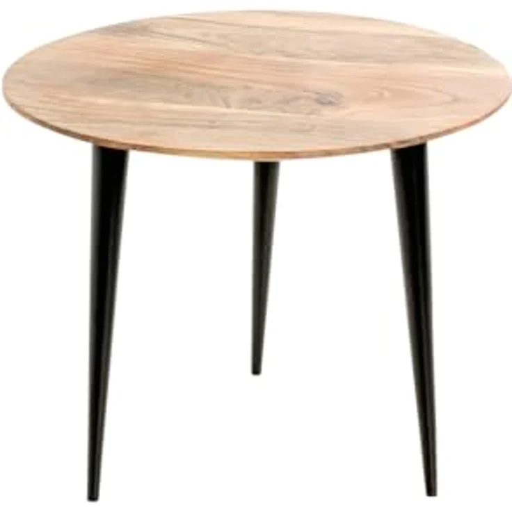 XXXL Beistelltisch, Schwarz, rund, Akazie massiv, Metall, 50x41x50 cm, einfacher Aufbau – Bild 3