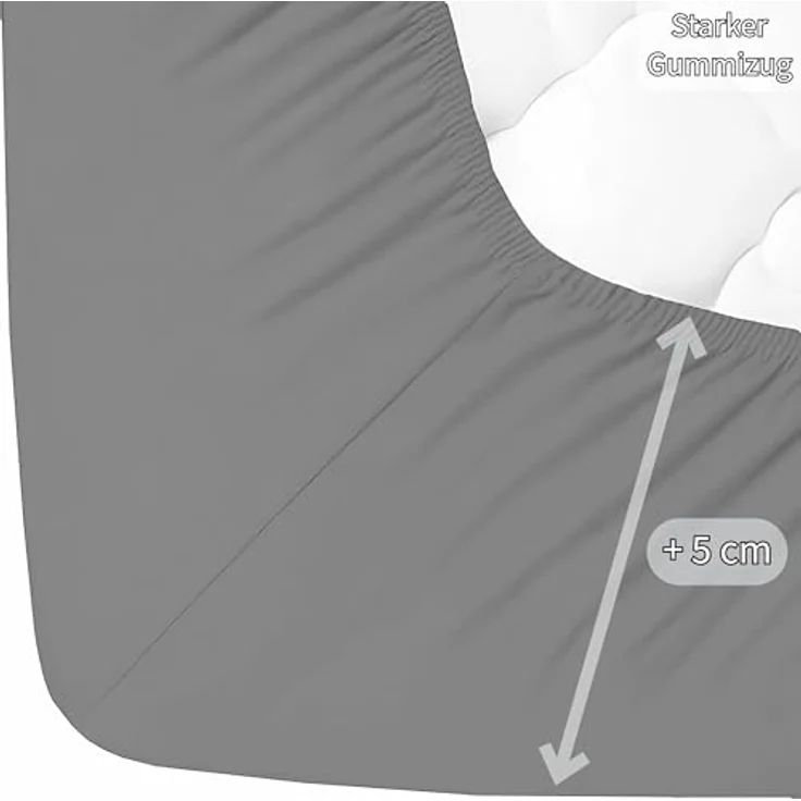Jersey Spannbettlaken Baumwolle 160x200+30 cm, diverse Farben Grau – Bild 6