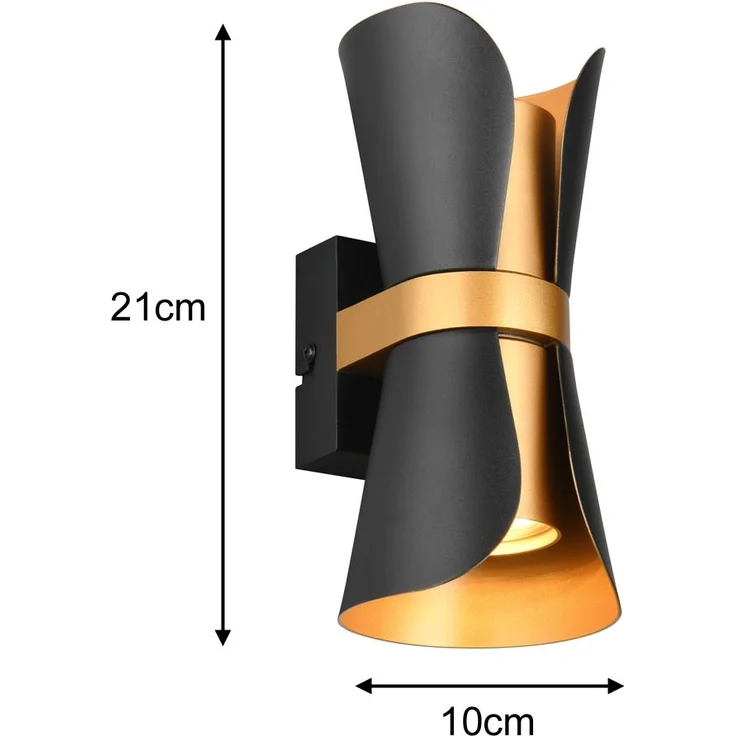 Trio Leuchten LED Wandleuchte Coat GU10 schwarz gold Metall – Bild 4
