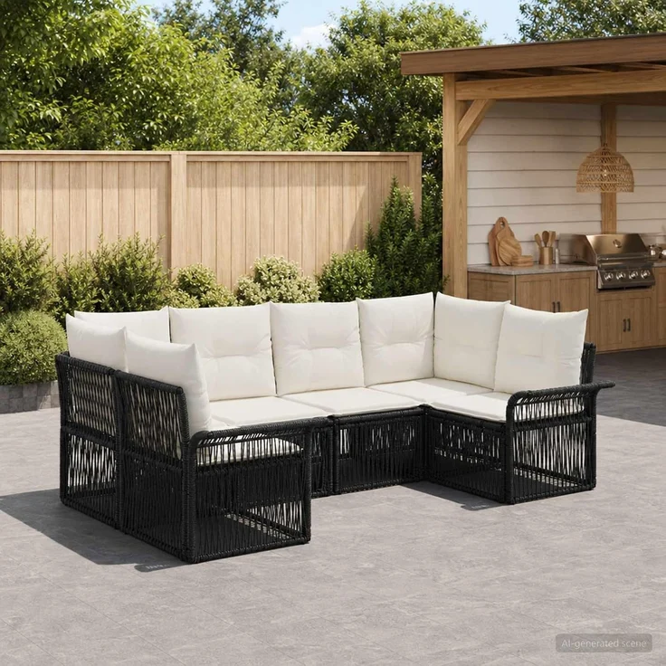 vidaXL Gartensofa-set 6 stk. 6-Sitzer Schwarz Poly-Rattan 3434926 – Bild 2
