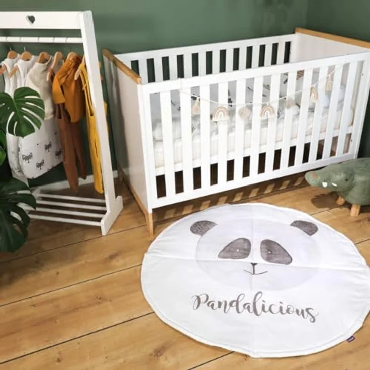 Puckdaddy Spieldecke Vala, 115cm rund, Pandabär-Design, weiß/grau – Bild 4