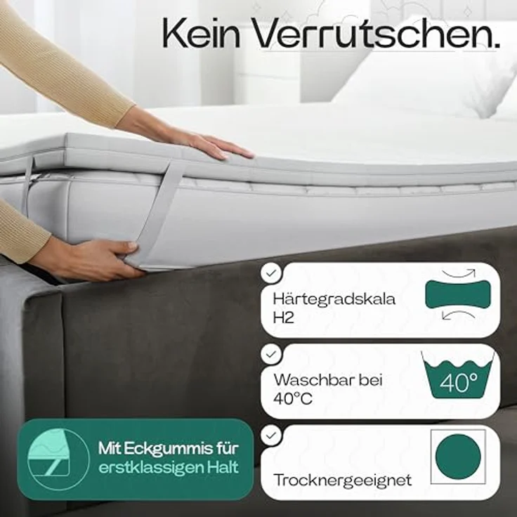 KNERST® Matratzentopper - Polyurethane Schaum, 5 cm hoch, atmungsaktiv, anpassungsfähig, pflegeleicht, Größe 90x190 cm – Bild 5