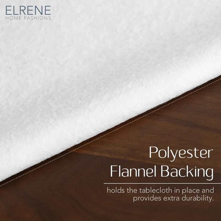 Elrene Home Fashions Savannah Boho Paisley Wasser- und Fleckenabweisende Vinyl-Tischdecke für drinnen und draußen, mit Flanell-Rückseite, 152,4 x 213,4 cm, oval, Grau – Bild 3
