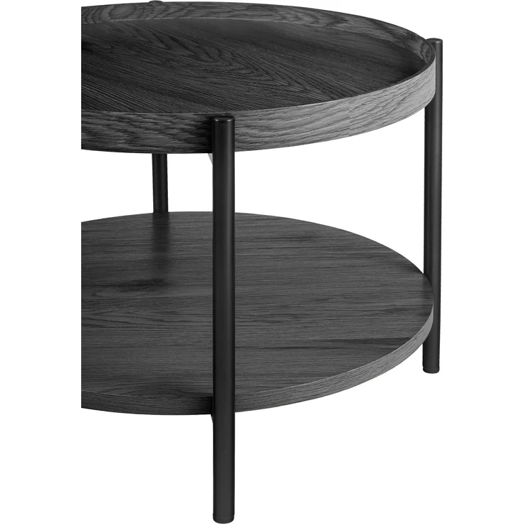 CLP Couchtisch Corbitan rund aus Holz 2 Ebenen Metallgestell schwarz,grau Ø 50 cm – Bild 5