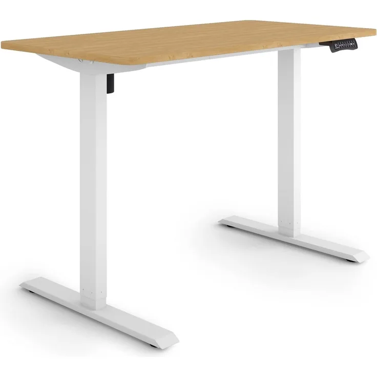 ESMART Germany ETX-121WBA 120x60 cm Bambus Dekor Ergonomischer Steh-Sitz-Schreibtisch Stufenlos elektrisch höhenverstellbar 73,5-123,5cm 3x Memory Aktivitätserinnerung Soft-Start/Stopp Schnelle Montage