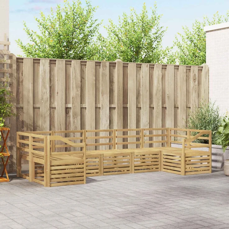 vidaXL Outdoor-Sofagarnitur 7 stk. 7-Sitzer Weiß Massivholz Akazie 3392449 – Bild 1