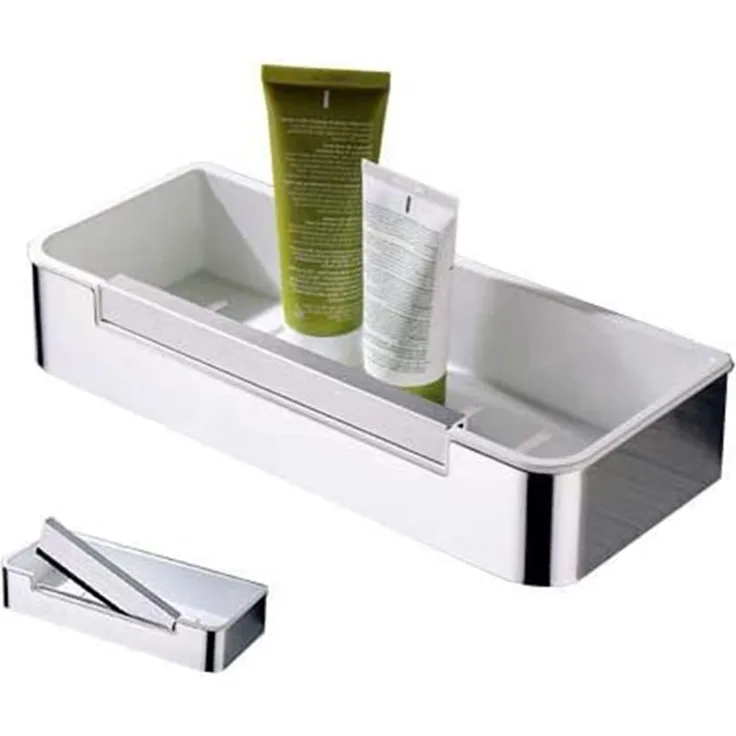 Bernstein Duschkorb DK619 (Badregal / Duschkorb / Duschregal / Ablage für die Dusche / Duschabstellfläche / mit Ablaufschlitz und Duschabzieher / mit Abzieher / Korb), Farbe wählbar / hochwertig / modernes Design / einfache Montage