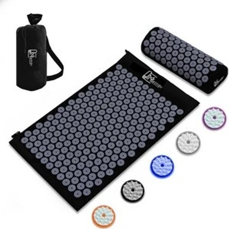 Montegoni Akupressurmatte mit Kissen für Massage & Schmerzlinderung, Shakti Matte Original (mit Praktische Tragetasche, Akupressur Set für Entspannung, Stimulation und Meditation), Stimulierende Spitzen, Entspannung, Schmerzlinderung – Bild 6