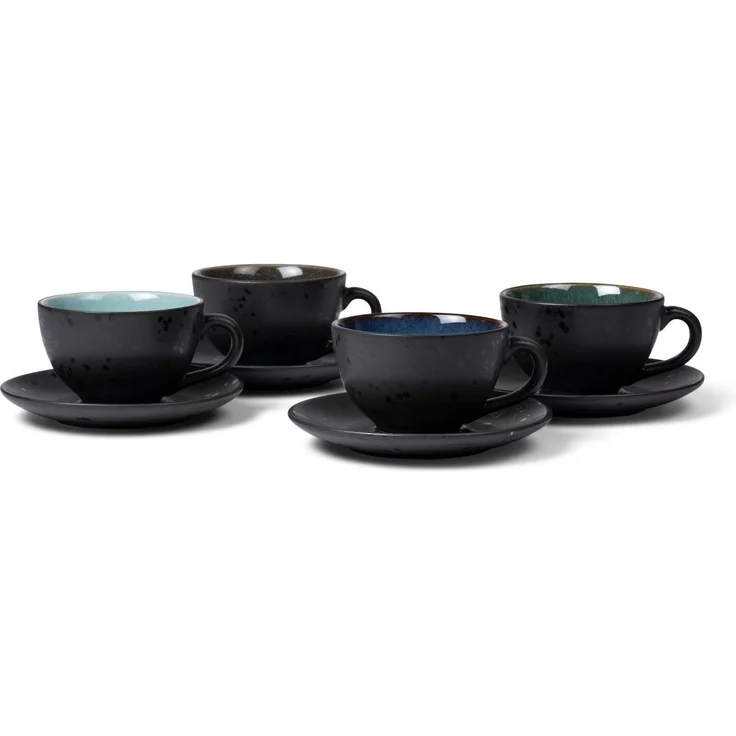 Bitz Geschirr-Set Tasse mit Untertasse black/dark blue 0,24 l Set4, Steinzeug, Tasse mit Untere-Set 24 cl 4 Stck Steinzeug Schwarz/Dunkelbl – Bild 5