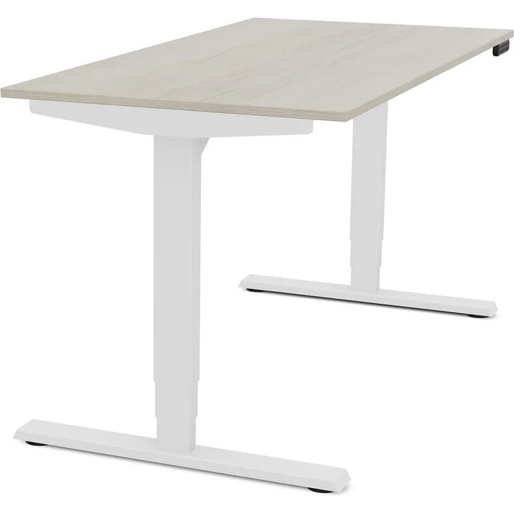 ASSMANN Elektrisch höhenverstellbarer Schreibtisch Y-Line 140x70cm Eiche Polar Signalweiß Metall Holz Melaminoberfläche – Bild 10