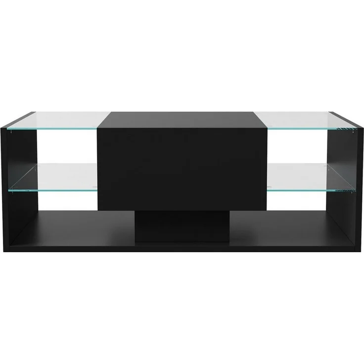 Furnishings Home Couchtisch Schreibtisch Beistelltisch LED (Hochglänzender quadratischer, 100 x 50 x 35 cm), Mit Vier Fächer und 16-farbigen variablen LED-Beleuchtung – Bild 2