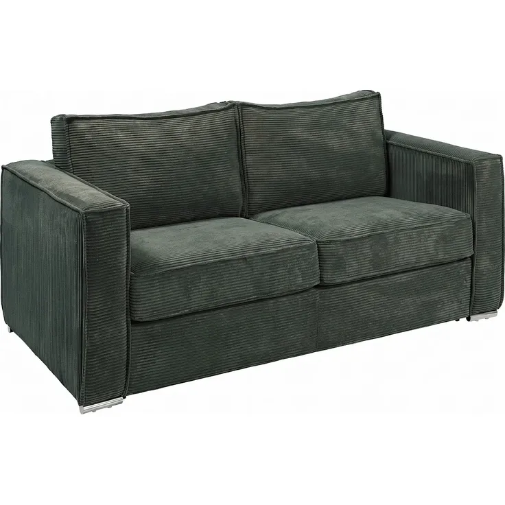 Vente-unique - LORETO - Schlafsofa - Plastik - Kunststoff (PVC) - Tannengrün - 198 x 97 x 90 cm