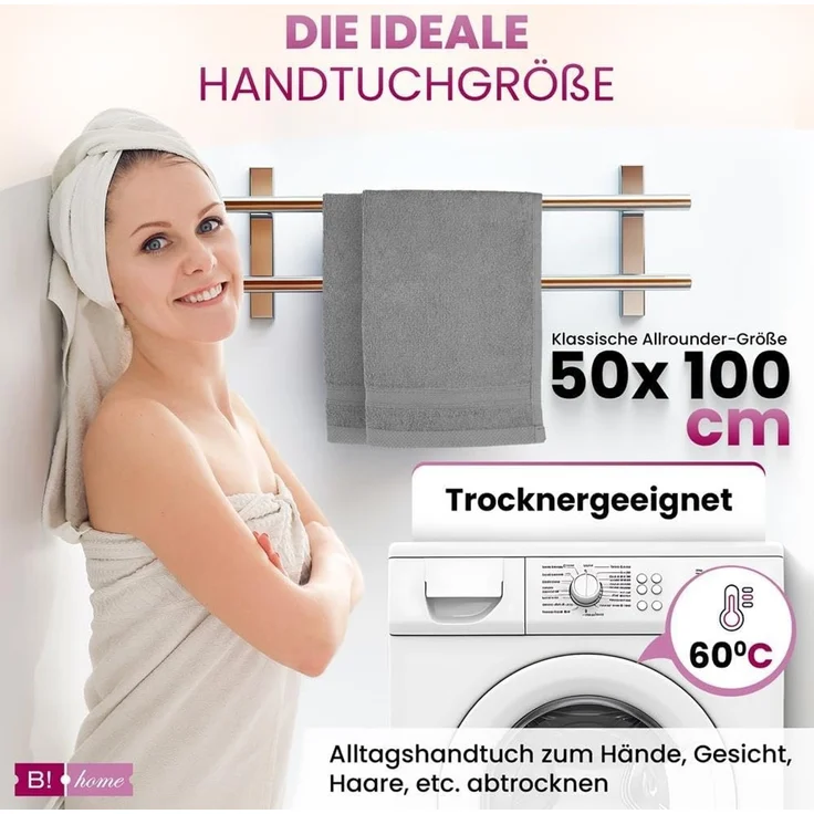 B!HOME Handtücher Set Saunatücher, Duschtücher, Gästehandtücher 100% Baumwolle, (Spar-Set, 8-St), flauschig saugfähig Frottee weich – Bild 6