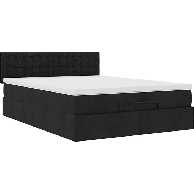vidaXL Ottoman-Bett mit Matratze Schwarz 140x190 cm Stoff 3311624 – Bild 4